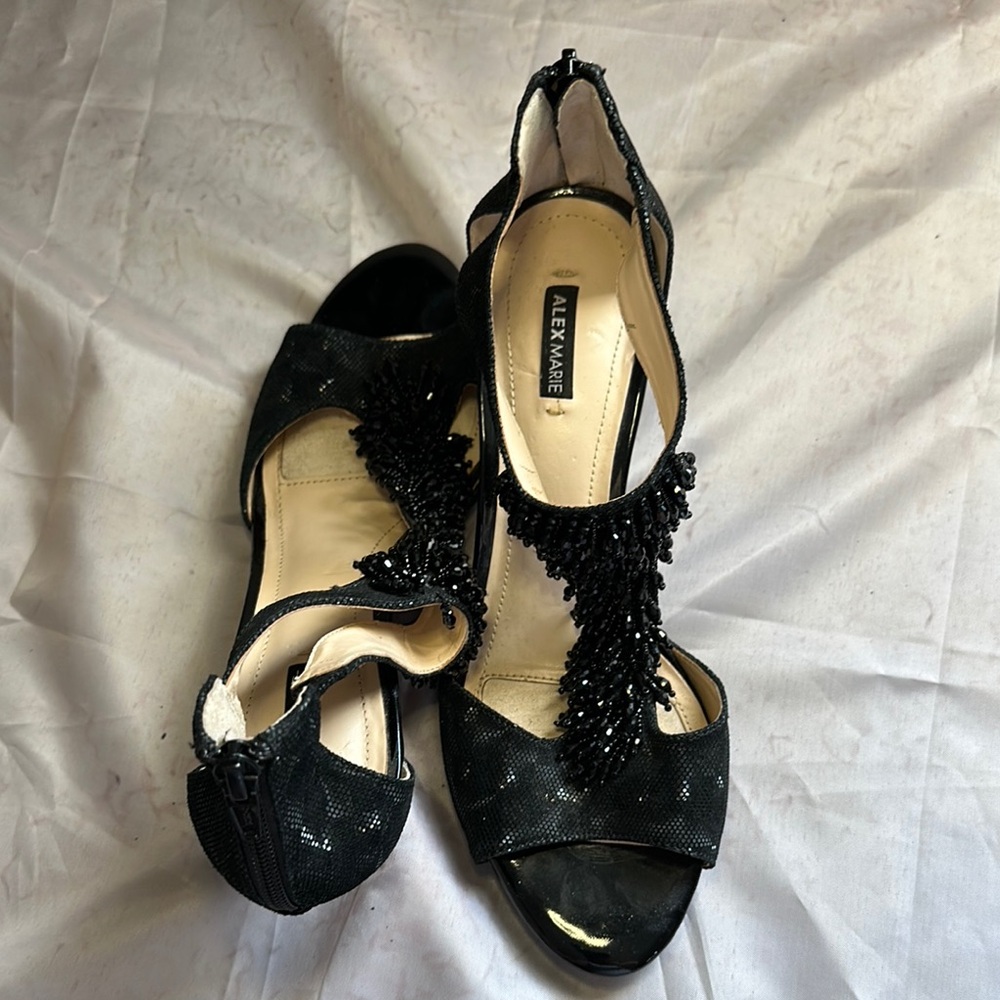 Alex Marie Black low kitten High Heel Sandals 9 black
